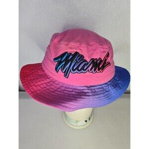 Bucket Hat Miami Embroidered Retro Womens One Size Multicolor Patch